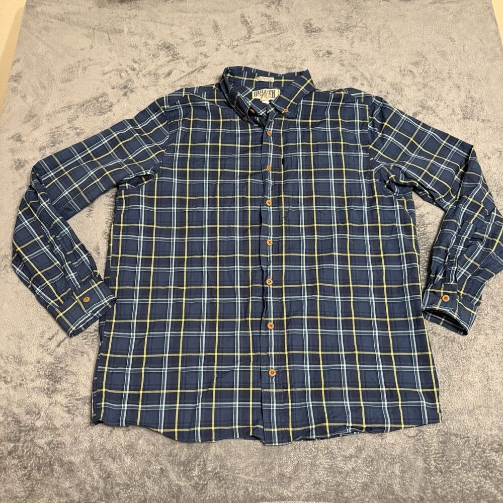 Duluth Trading Co Untucked Men's‎ Blue Plaid Slim Fit Size XL Tall